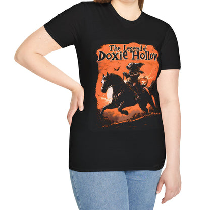 "Long's Hollow" Long-Haired Dachshund Halloween Unisex Softstyle T-Shirt