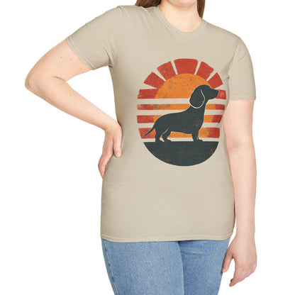 "Smooth Sunset" Smooth-Haired Dachshund Unisex Softstyle T-Shirt