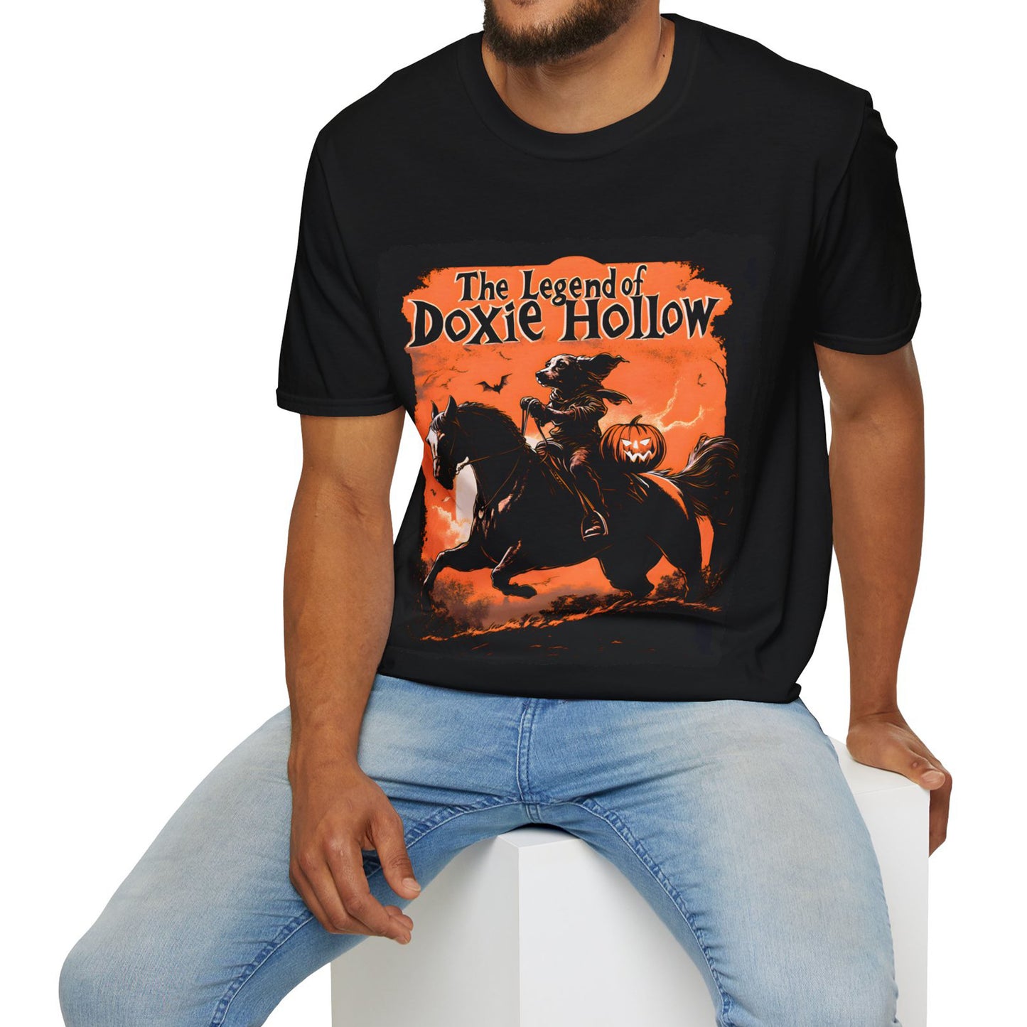 "Long's Hollow" Long-Haired Dachshund Halloween Unisex Softstyle T-Shirt