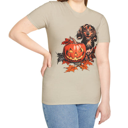 "Chocolate" Long-Haired Dachshund Halloween Unisex Softstyle T-Shirt