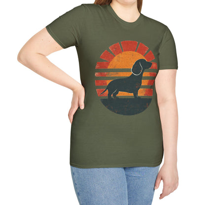 "Smooth Sunset" Smooth-Haired Dachshund Unisex Softstyle T-Shirt