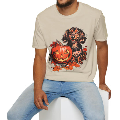 "Chocolate" Long-Haired Dachshund Halloween Unisex Softstyle T-Shirt