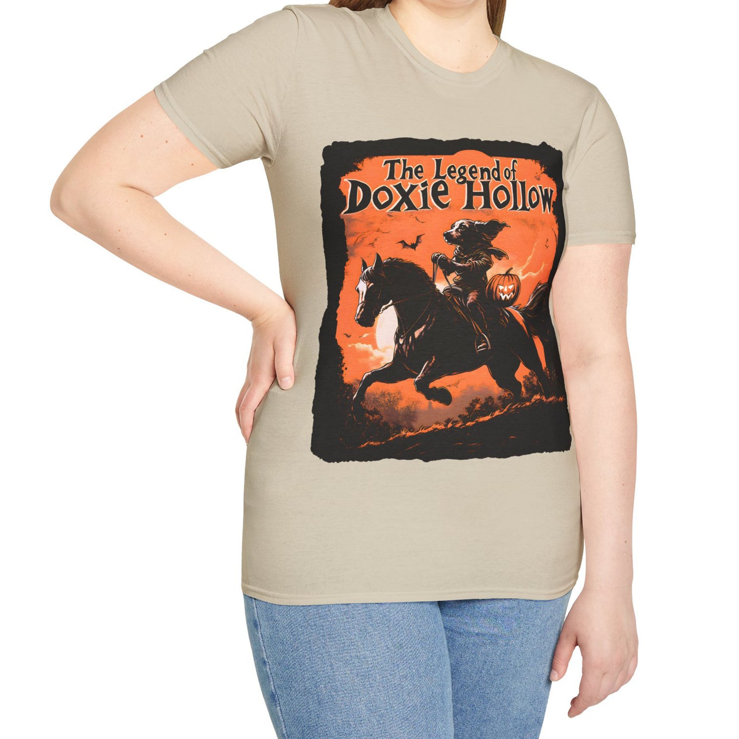 "Long's Hollow" Long-Haired Dachshund Halloween Unisex Softstyle T-Shirt