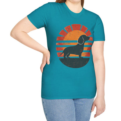 "Smooth Sunset" Smooth-Haired Dachshund Unisex Softstyle T-Shirt