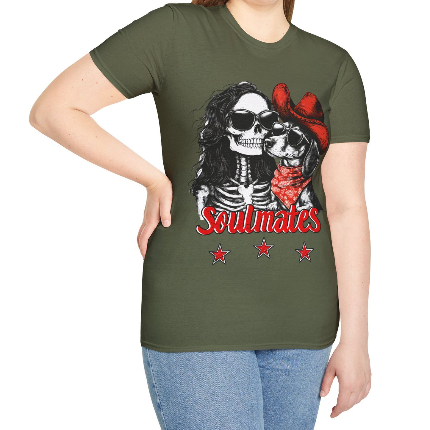 "Smooth Soulmates" Smooth-Haired Dachshund Halloween Unisex Softstyle T-Shirt