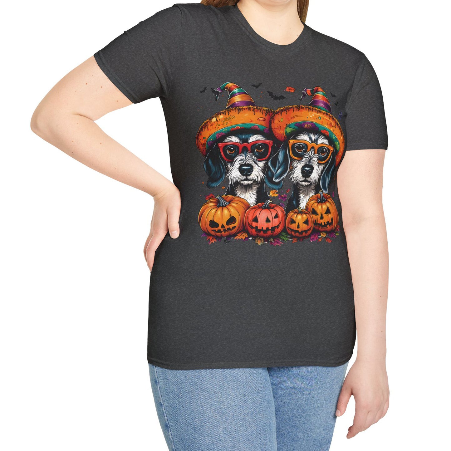 "Confetti" Wire-Haired Dachshund Halloween Unisex Softstyle T-Shirt