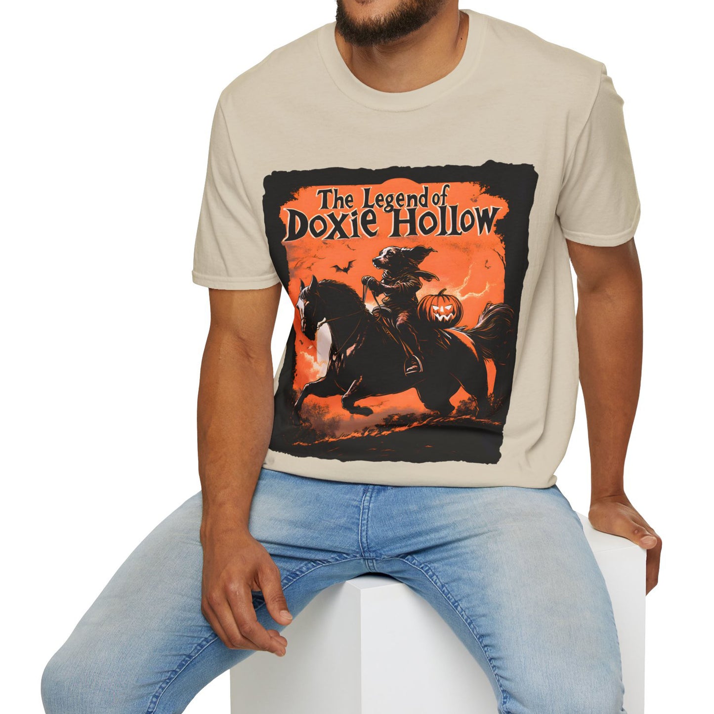 "Long's Hollow" Long-Haired Dachshund Halloween Unisex Softstyle T-Shirt