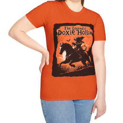 "Long's Hollow" Long-Haired Dachshund Halloween Unisex Softstyle T-Shirt