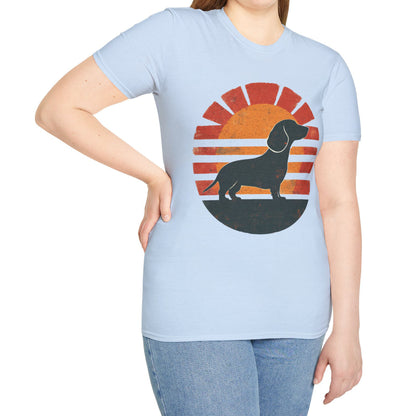 "Smooth Sunset" Smooth-Haired Dachshund Unisex Softstyle T-Shirt