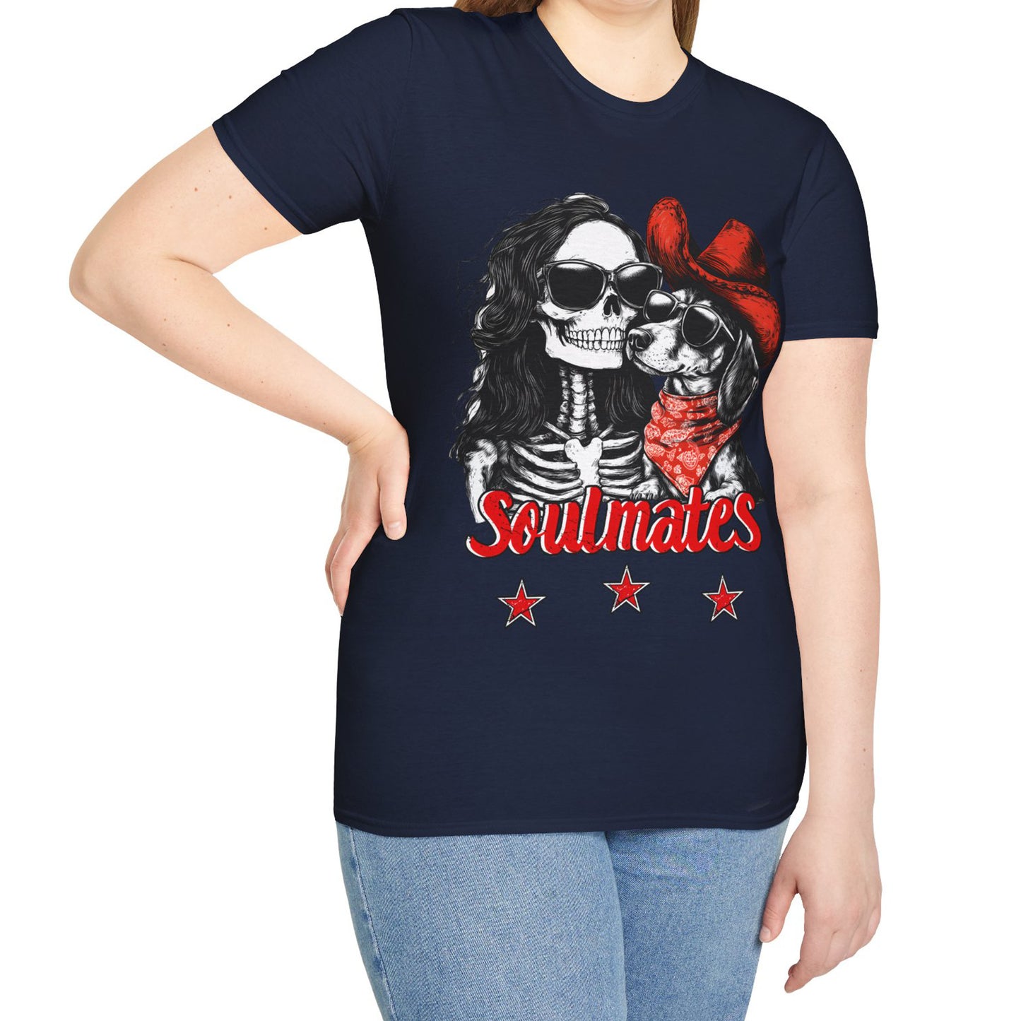 "Smooth Soulmates" Smooth-Haired Dachshund Halloween Unisex Softstyle T-Shirt
