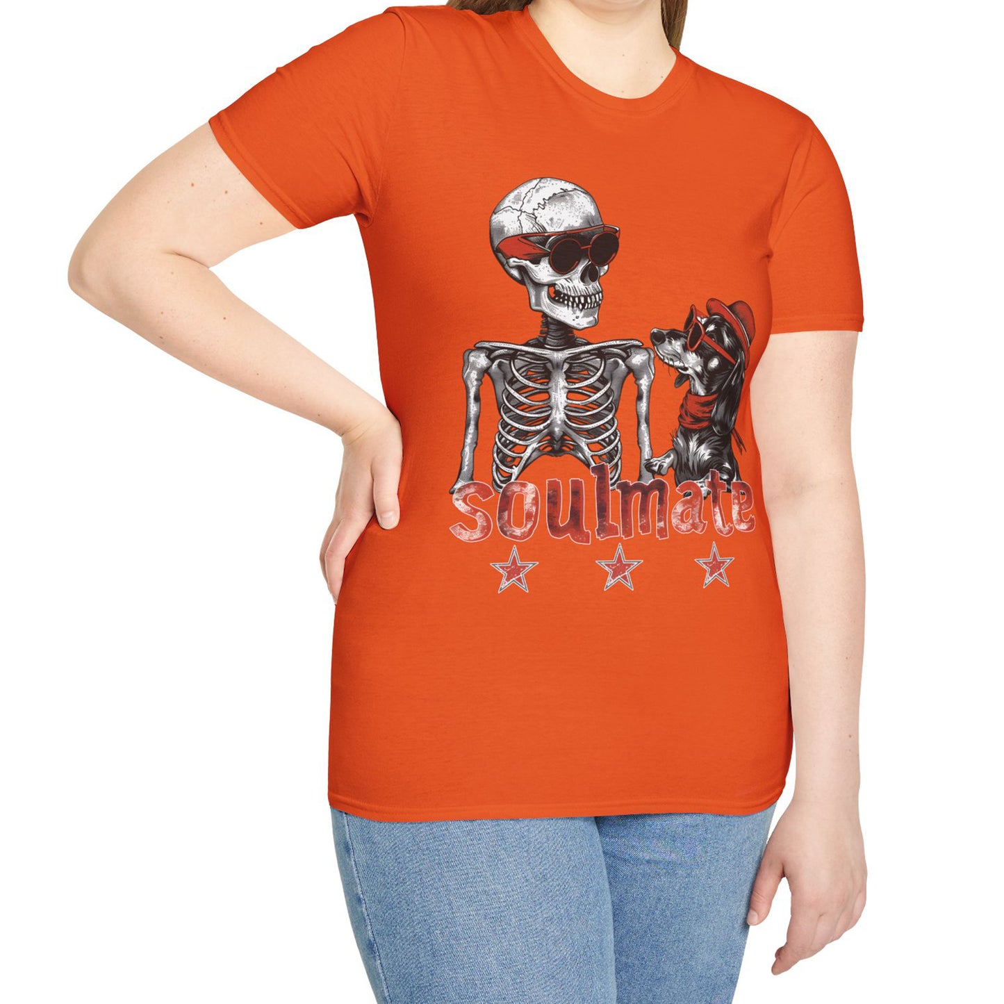 "Soulmate Bros" Long-Haired Dachshund Halloween Unisex Softstyle T-Shirt