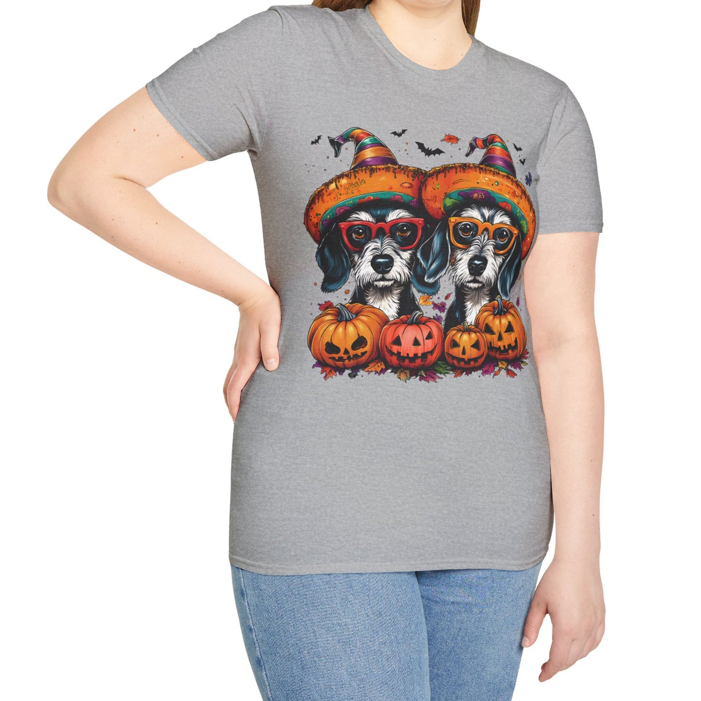 "Confetti" Wire-Haired Dachshund Halloween Unisex Softstyle T-Shirt