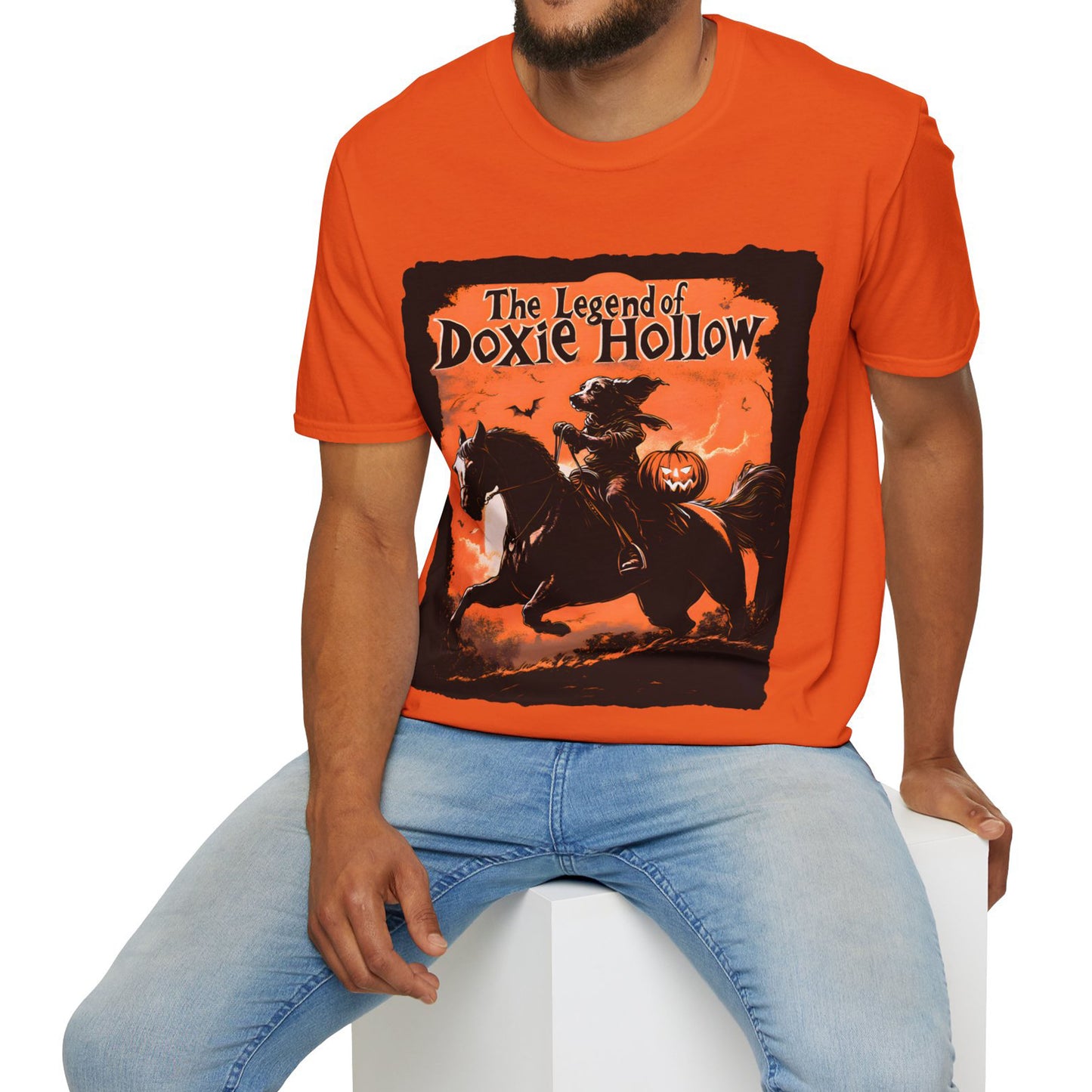 "Long's Hollow" Long-Haired Dachshund Halloween Unisex Softstyle T-Shirt