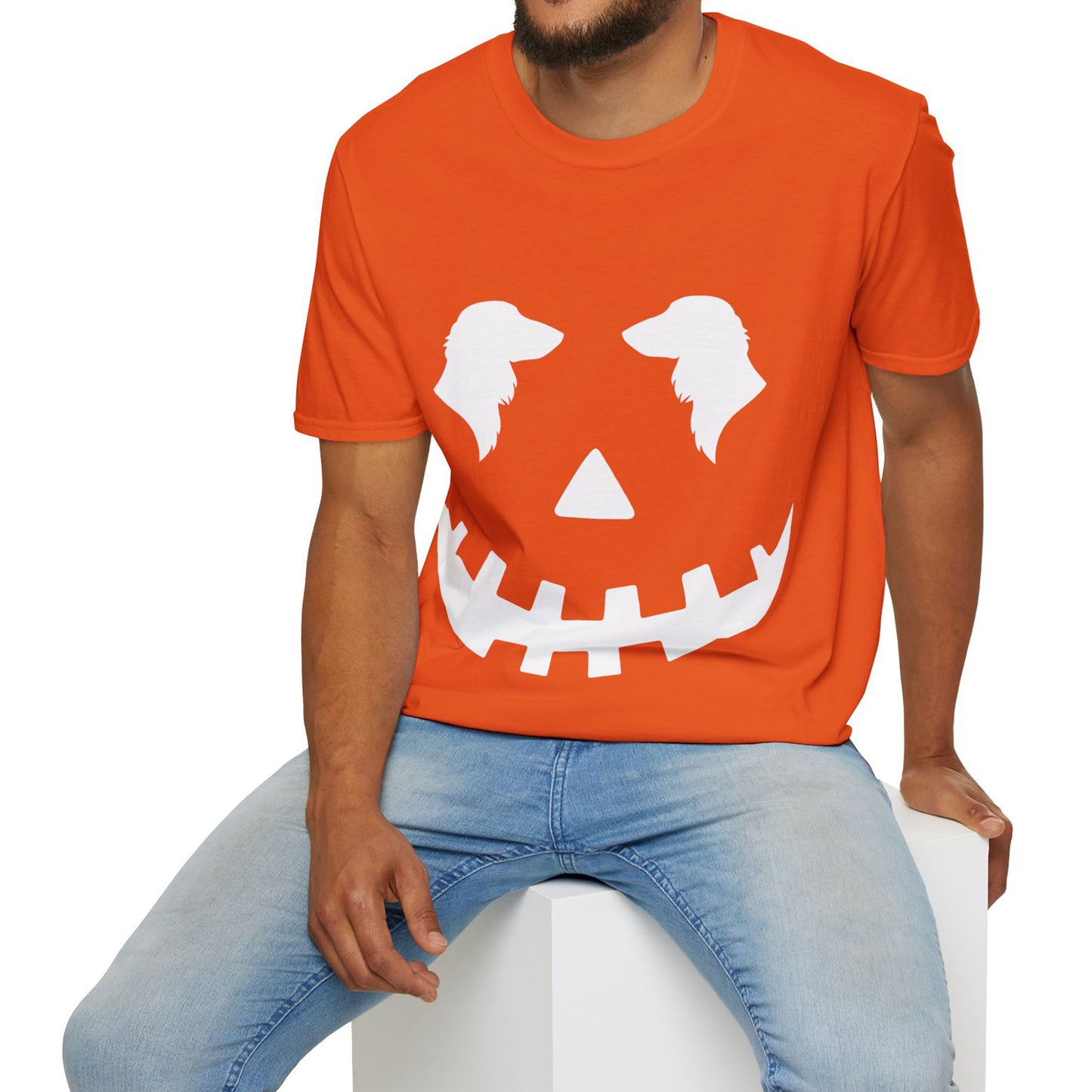 "Long White Jack" Long-Haired Dachshund Halloween Unisex Softstyle T-Shirt