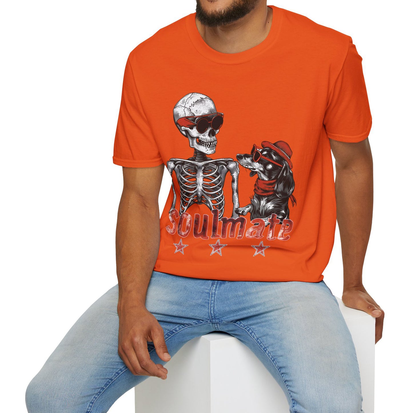 "Soulmate Bros" Long-Haired Dachshund Halloween Unisex Softstyle T-Shirt