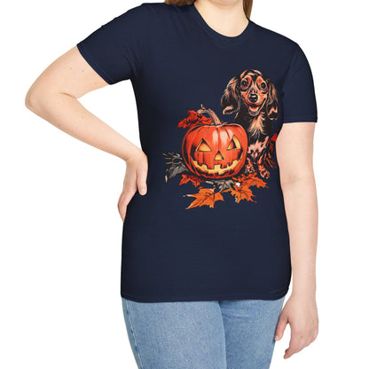 "Chocolate" Long-Haired Dachshund Halloween Unisex Softstyle T-Shirt