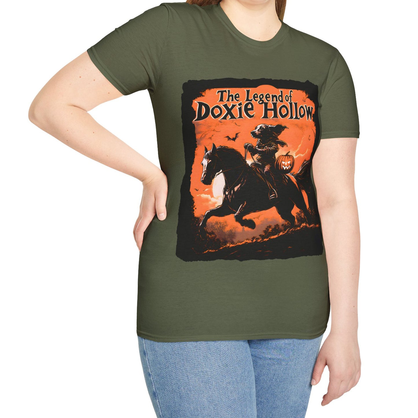 "Long's Hollow" Long-Haired Dachshund Halloween Unisex Softstyle T-Shirt