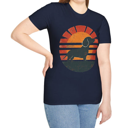 "Smooth Sunset" Smooth-Haired Dachshund Unisex Softstyle T-Shirt