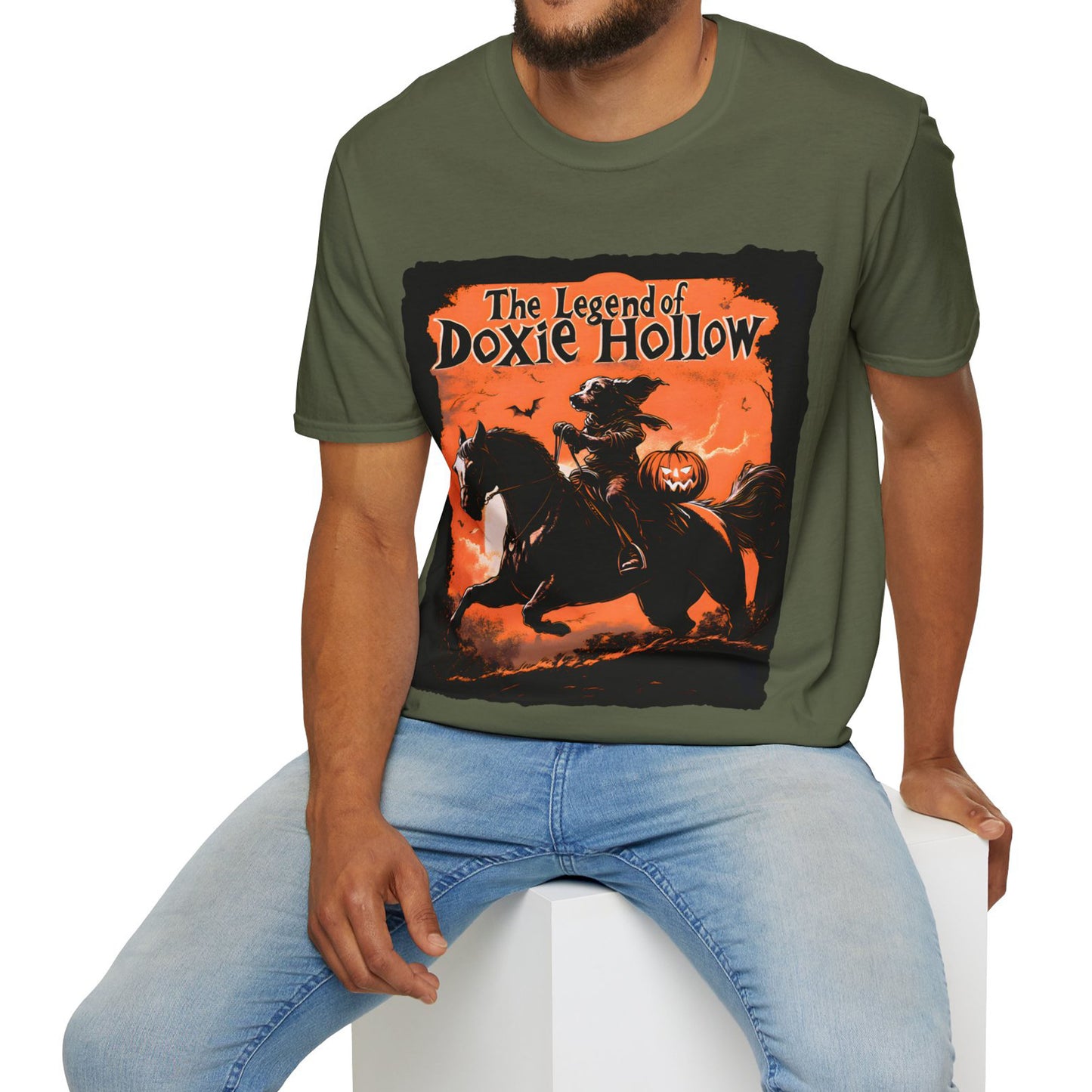 "Long's Hollow" Long-Haired Dachshund Halloween Unisex Softstyle T-Shirt