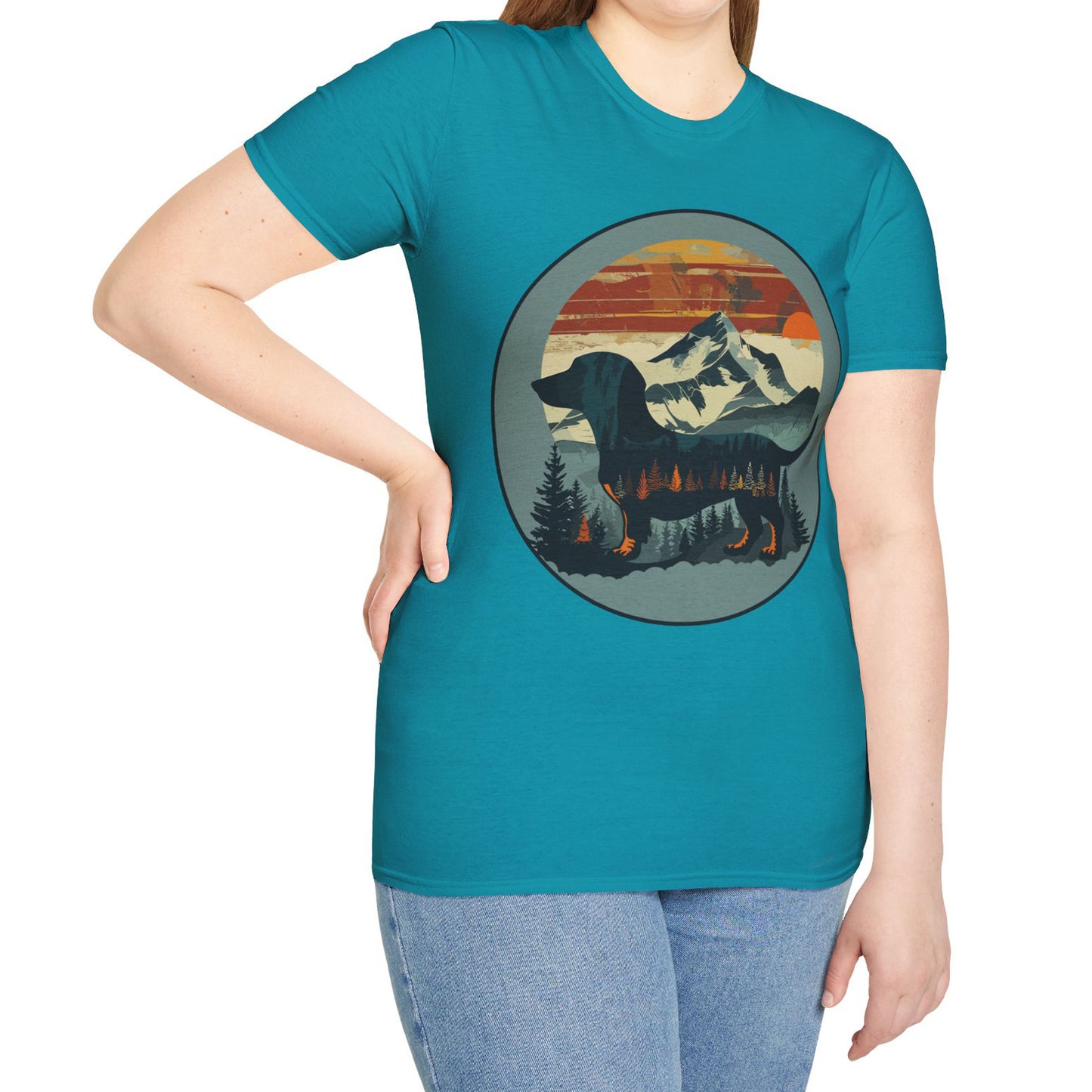 "Smokey" Smooth-Haired Dachshund Unisex Softstyle T-Shirt