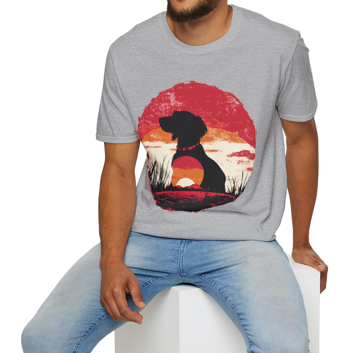 "Wired Sunset" Wire-Haired Dachshund Unisex Softstyle T-Shirt