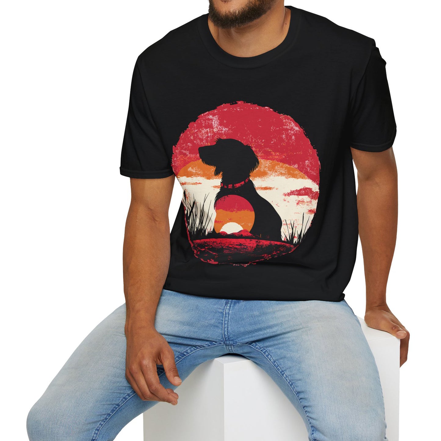 "Wired Sunset" Wire-Haired Dachshund Unisex Softstyle T-Shirt