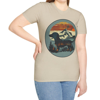 "Smokey" Smooth-Haired Dachshund Unisex Softstyle T-Shirt