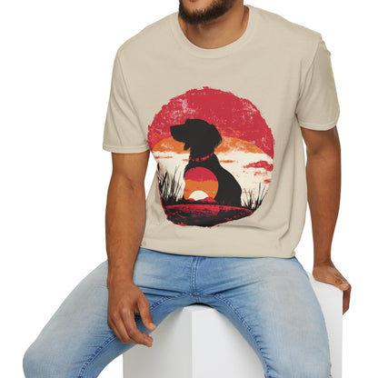 "Wired Sunset" Wire-Haired Dachshund Unisex Softstyle T-Shirt