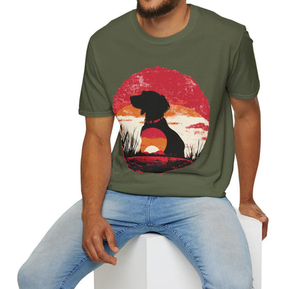 "Wired Sunset" Wire-Haired Dachshund Unisex Softstyle T-Shirt