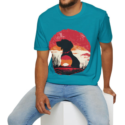 "Wired Sunset" Wire-Haired Dachshund Unisex Softstyle T-Shirt