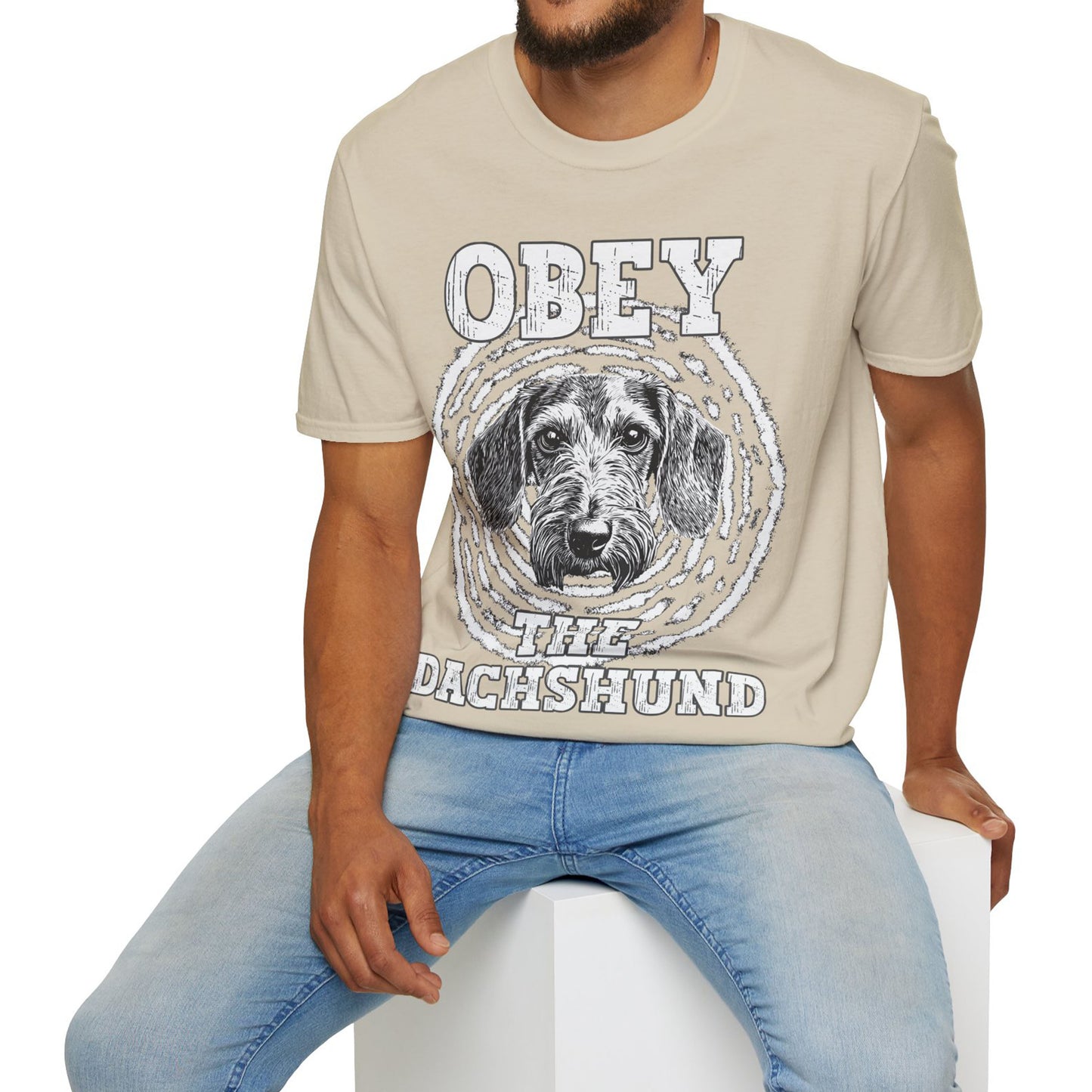 "Obey" Wire-Haired Dachshund Unisex Softstyle T-Shirt
