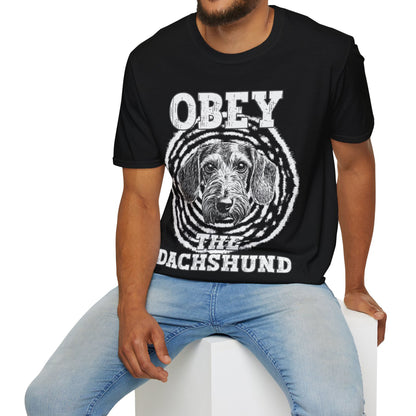 "Obey" Wire-Haired Dachshund Unisex Softstyle T-Shirt