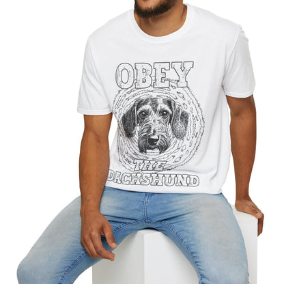 "Obey" Wire-Haired Dachshund Unisex Softstyle T-Shirt
