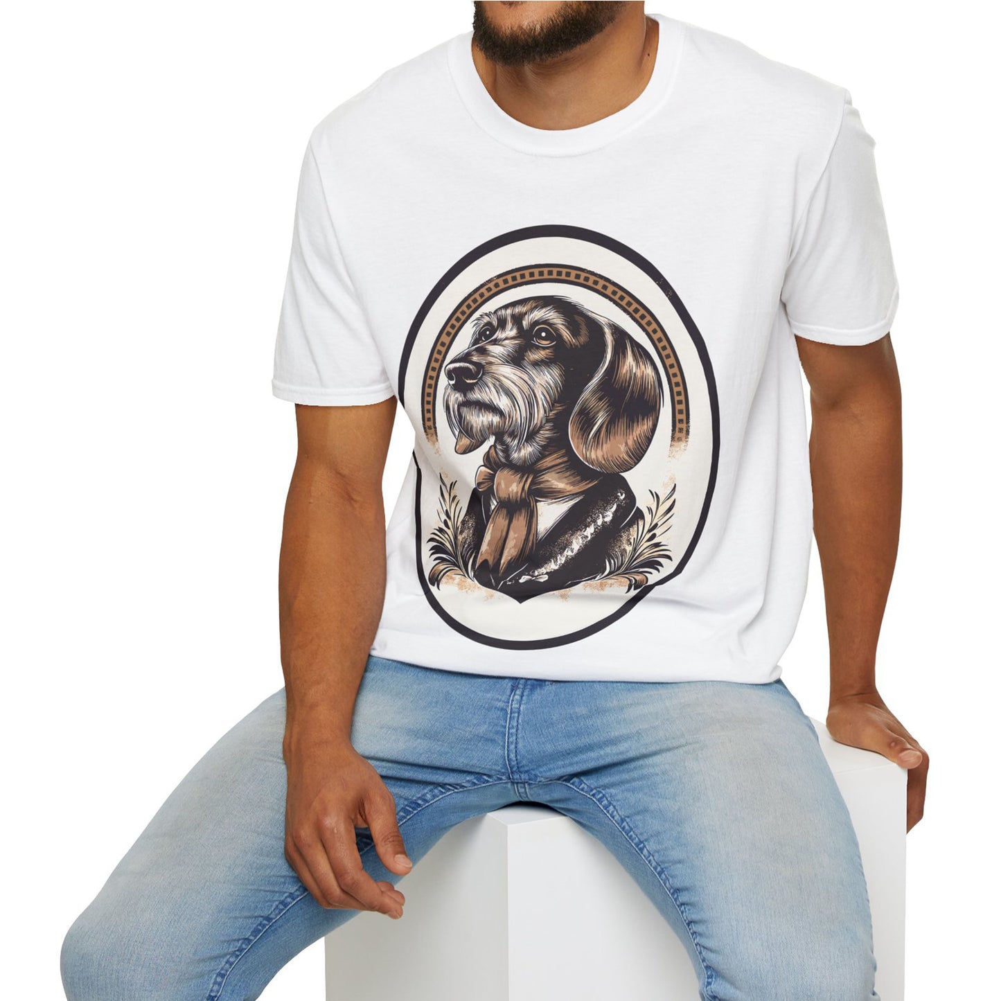 "Distinguished Gentleman" Wire-Haired Dachshund Unisex Softstyle T-Shirt