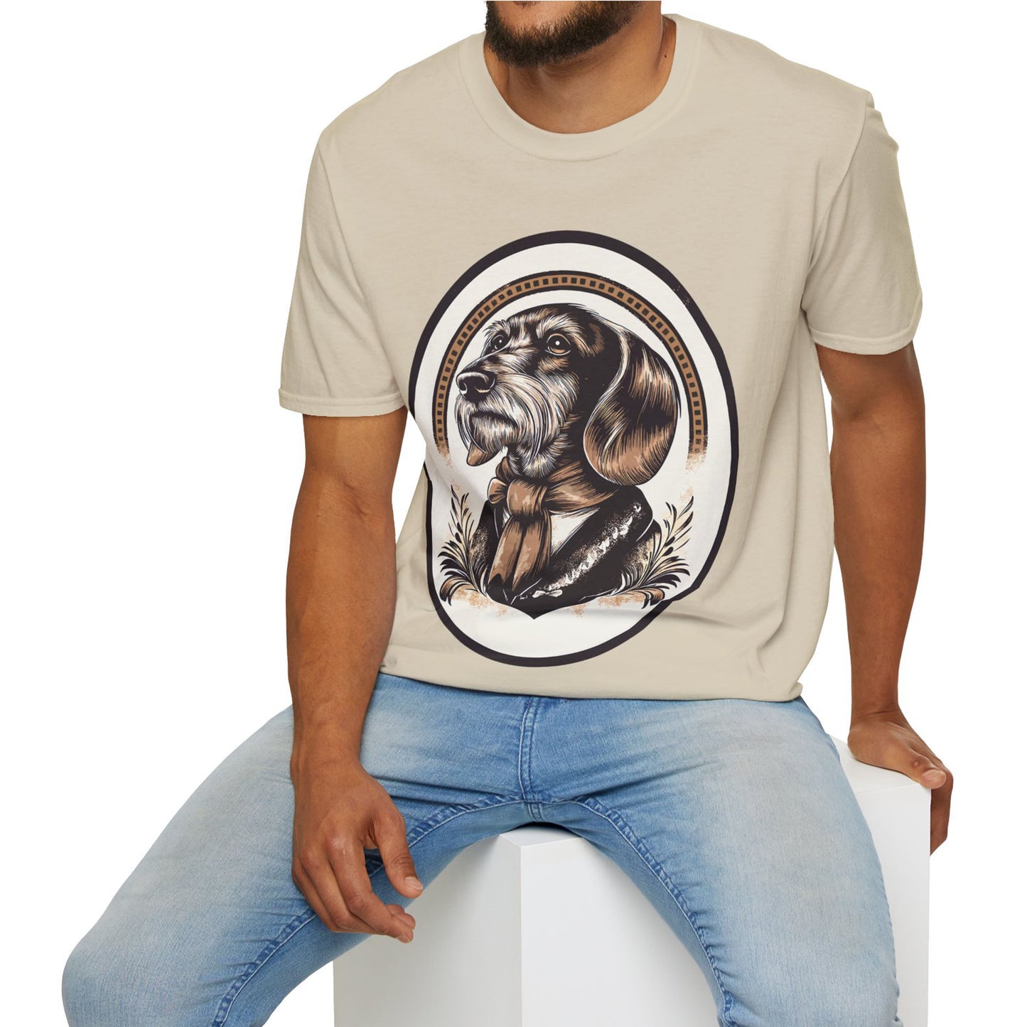 "Distinguished Gentleman" Wire-Haired Dachshund Unisex Softstyle T-Shirt