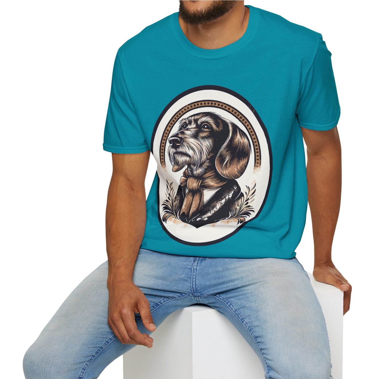 "Distinguished Gentleman" Wire-Haired Dachshund Unisex Softstyle T-Shirt