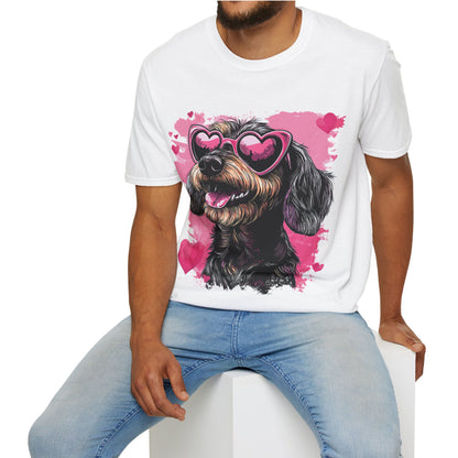 "Wired Heart" Wire-Haired Dachshund Unisex Softstyle T-Shirt
