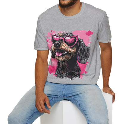 "Wired Heart" Wire-Haired Dachshund Unisex Softstyle T-Shirt