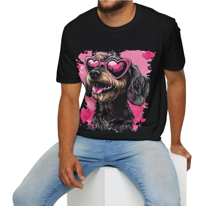 "Wired Heart" Wire-Haired Dachshund Unisex Softstyle T-Shirt