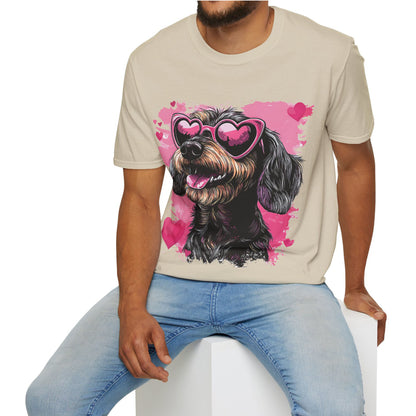 "Wired Heart" Wire-Haired Dachshund Unisex Softstyle T-Shirt