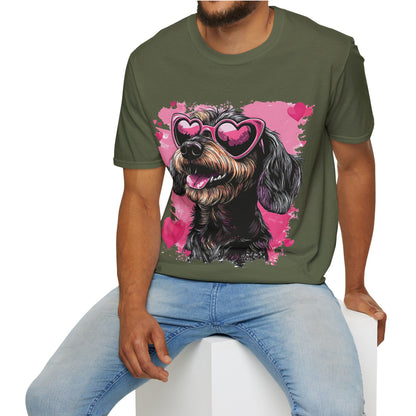 "Wired Heart" Wire-Haired Dachshund Unisex Softstyle T-Shirt