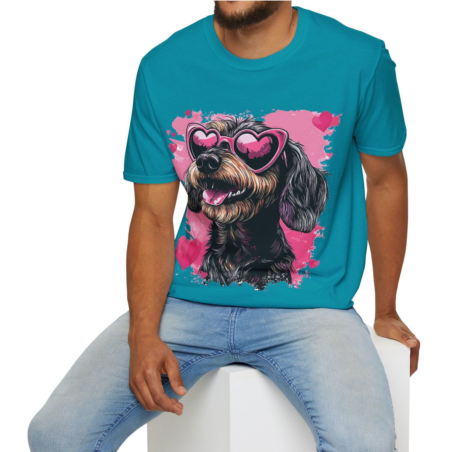 "Wired Heart" Wire-Haired Dachshund Unisex Softstyle T-Shirt