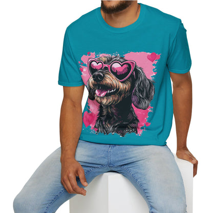 "Wired Heart" Wire-Haired Dachshund Unisex Softstyle T-Shirt