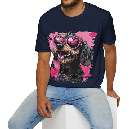 "Wired Heart" Wire-Haired Dachshund Unisex Softstyle T-Shirt