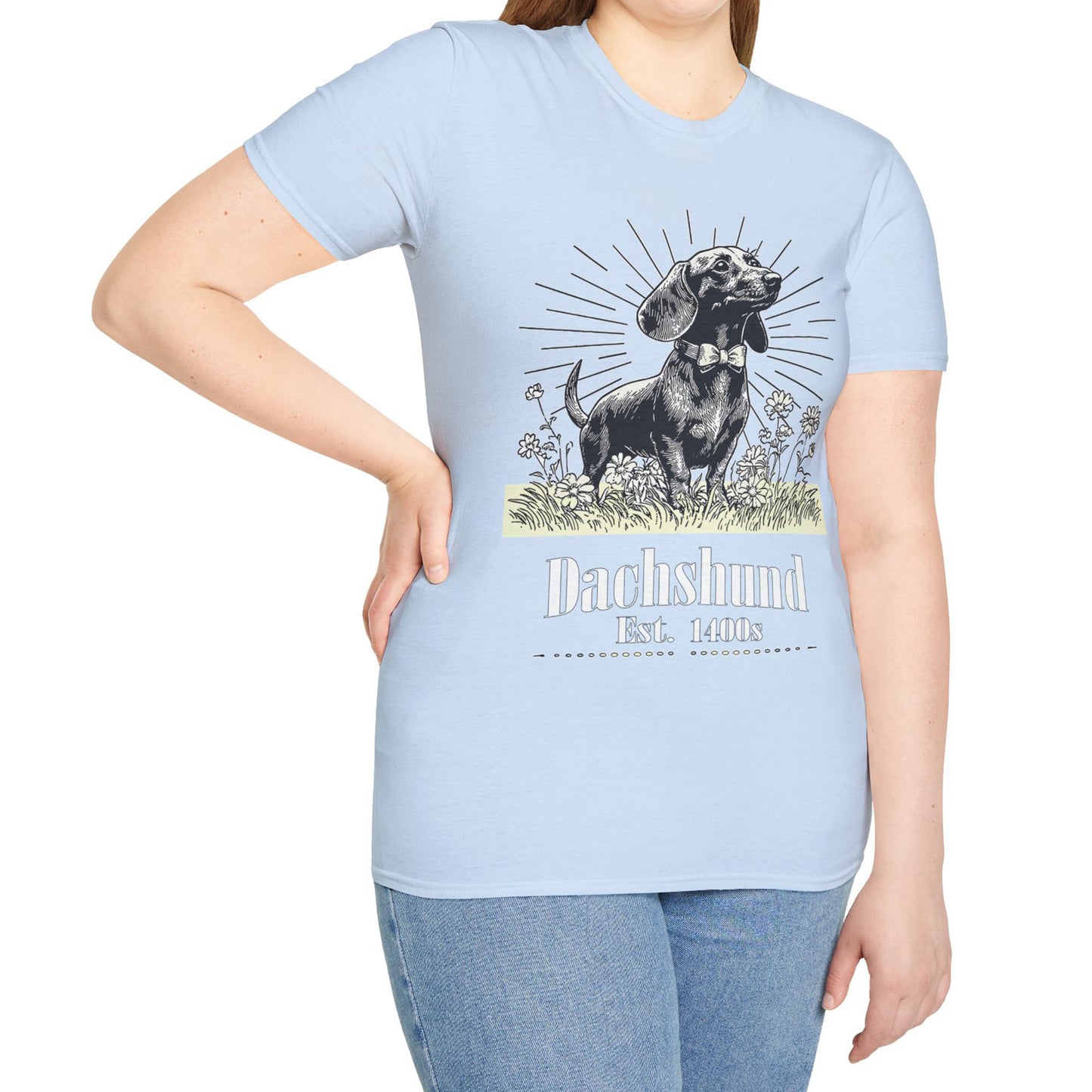 "Circa" Smooth-Haired Dachshund Unisex Softstyle T-Shirt