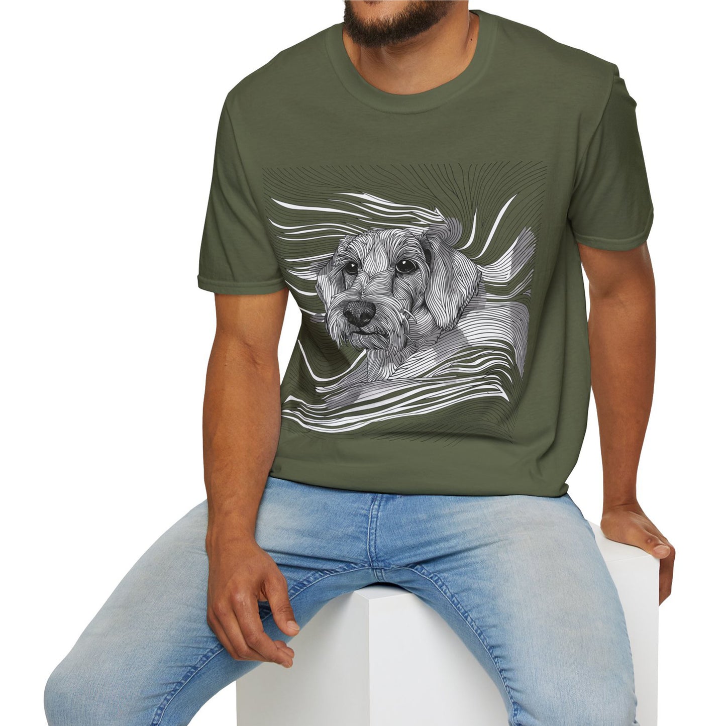 "Wired Joy" Wire-Haired Dachshund Unisex Softstyle T-Shirt