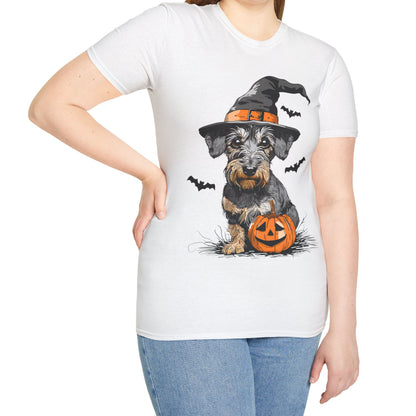 "Pumpkin Pie" Wire-Haired Dachshund Halloween Unisex Softstyle T-Shirt