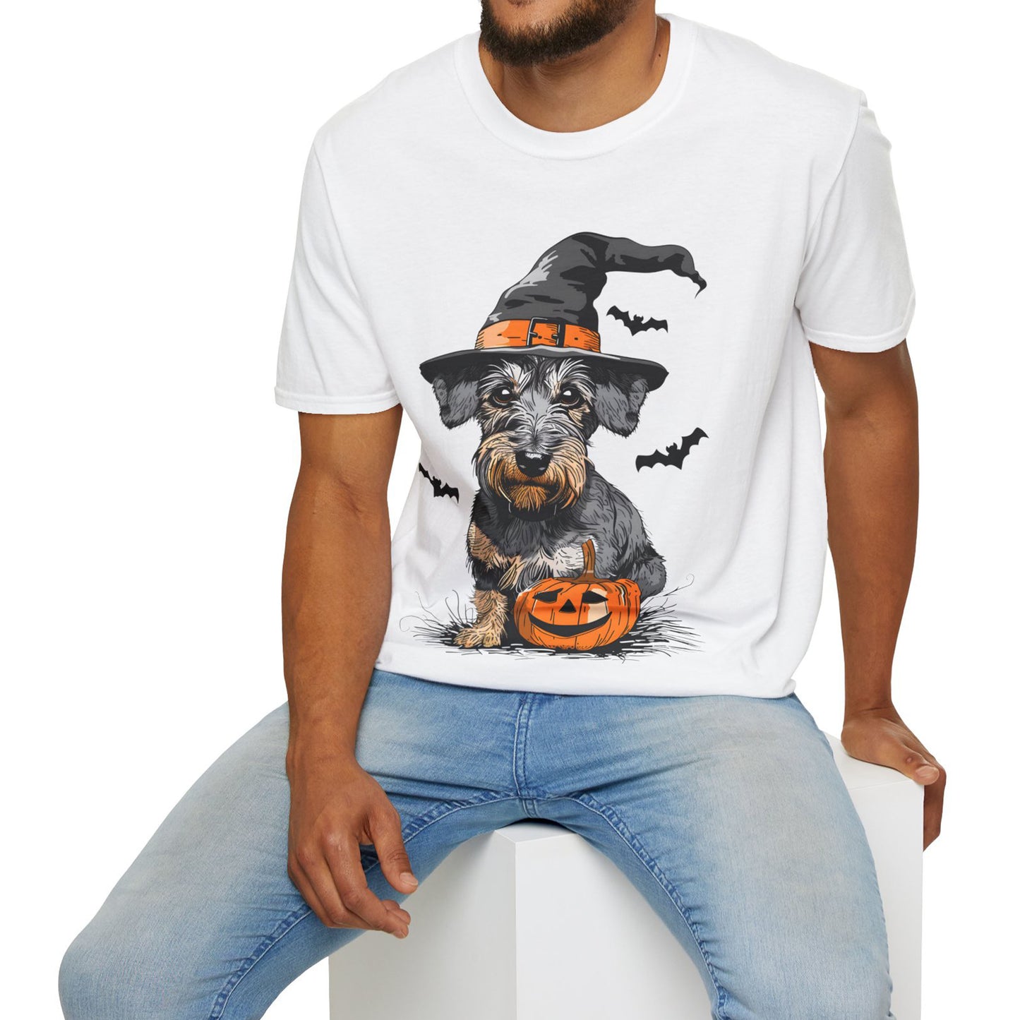 "Pumpkin Pie" Wire-Haired Dachshund Halloween Unisex Softstyle T-Shirt