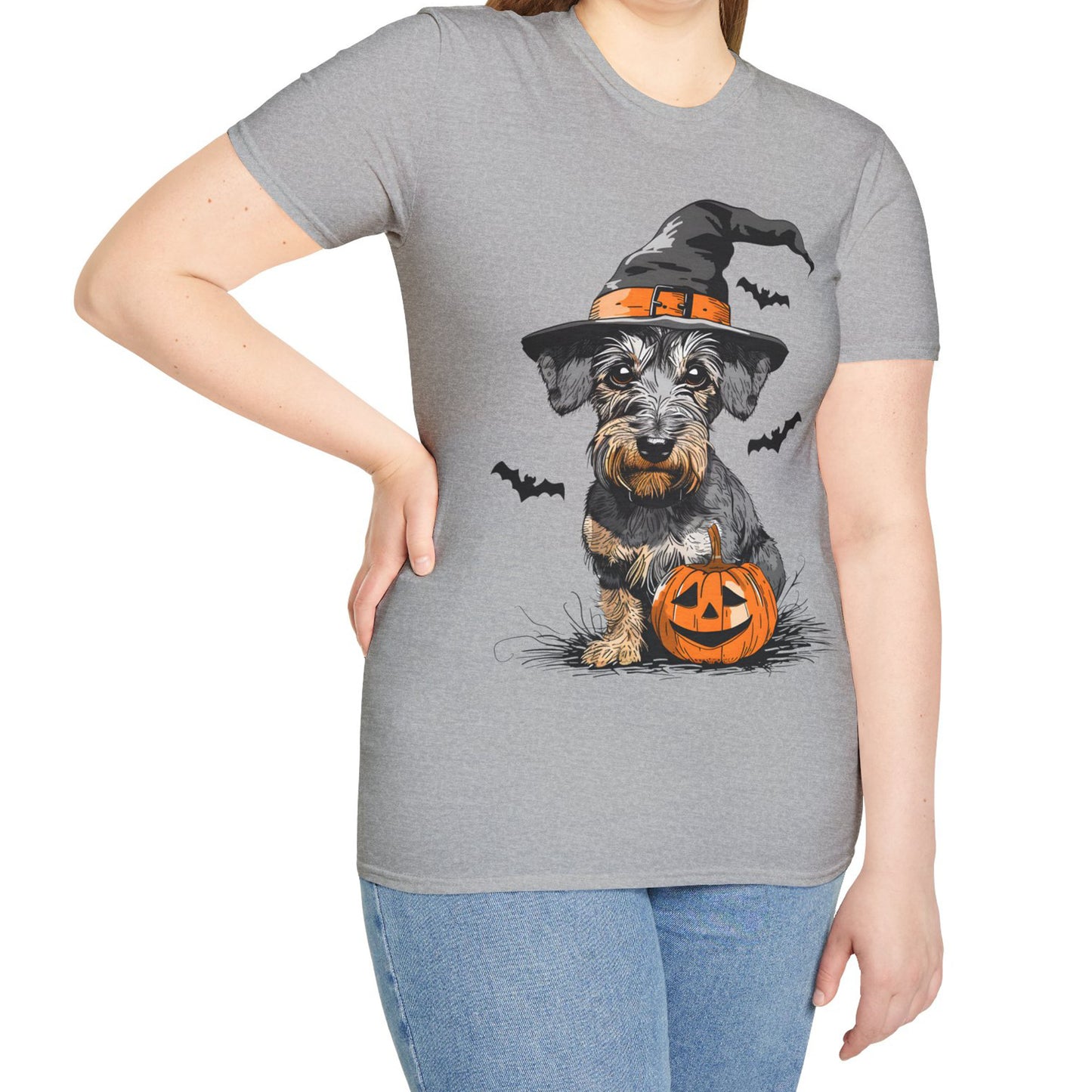 "Pumpkin Pie" Wire-Haired Dachshund Halloween Unisex Softstyle T-Shirt