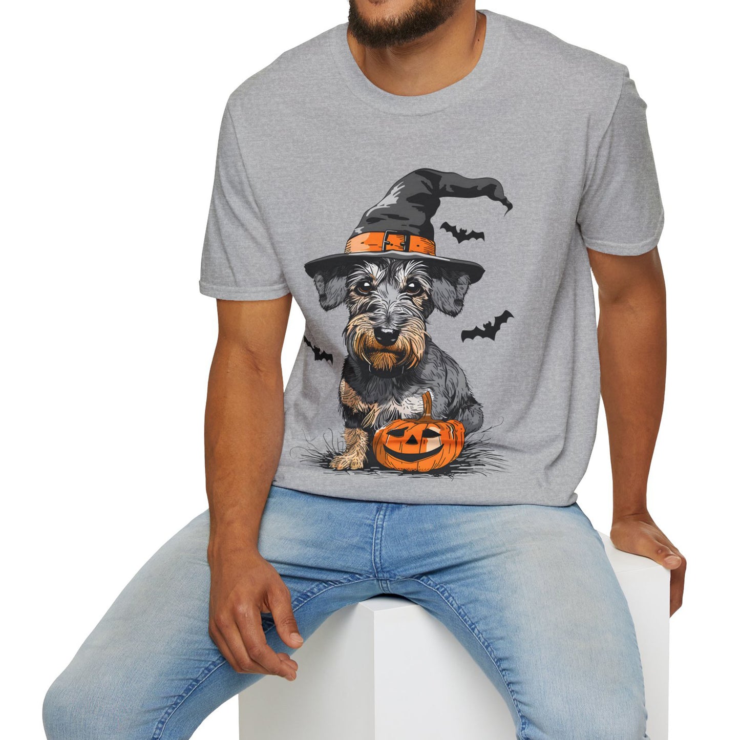 "Pumpkin Pie" Wire-Haired Dachshund Halloween Unisex Softstyle T-Shirt